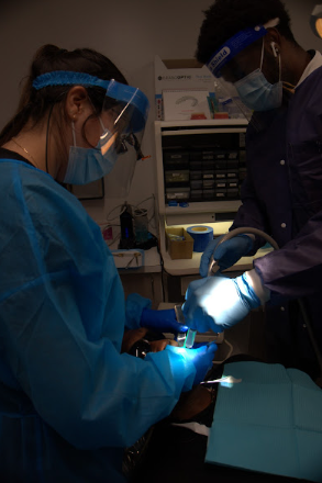 A person getting a root canal treatment.